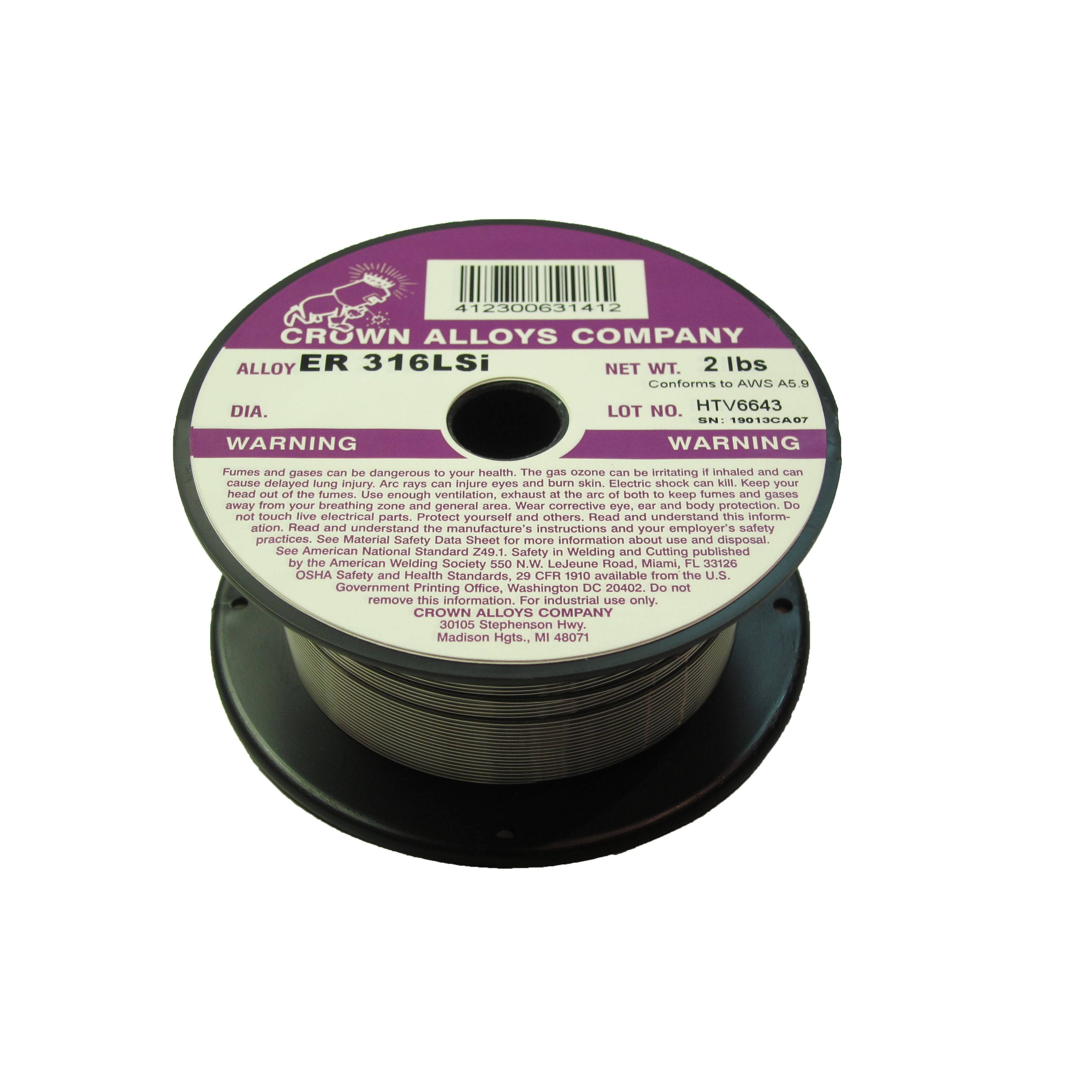 Hot Deal! Crown Alloys 2lb Spool ER 316LSI .045 MIG Welding Wire for SS316