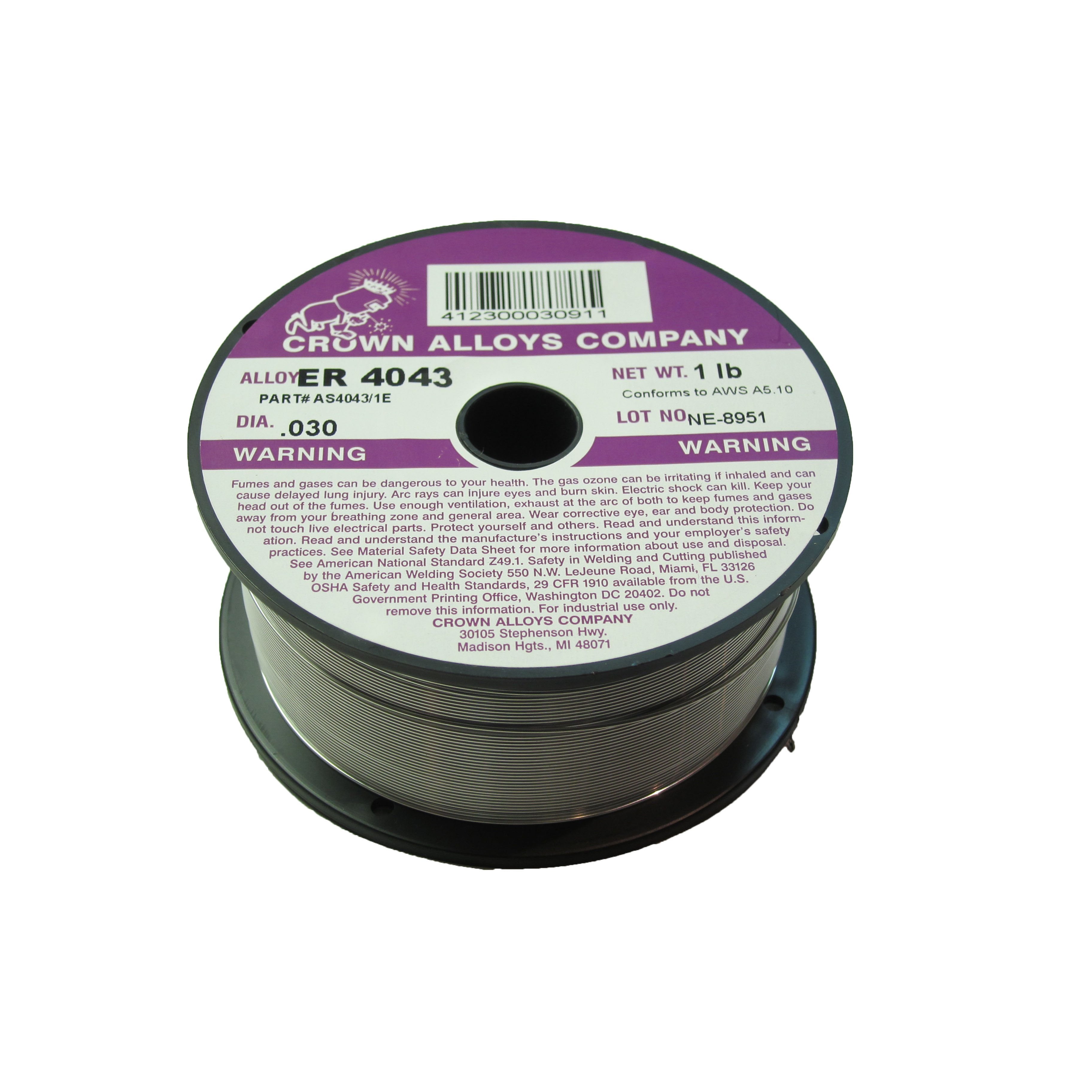 Hot Deal! Crown Alloys ER 4043 Aluminum MIG Welding Wire, .030x1, 1lb Spool