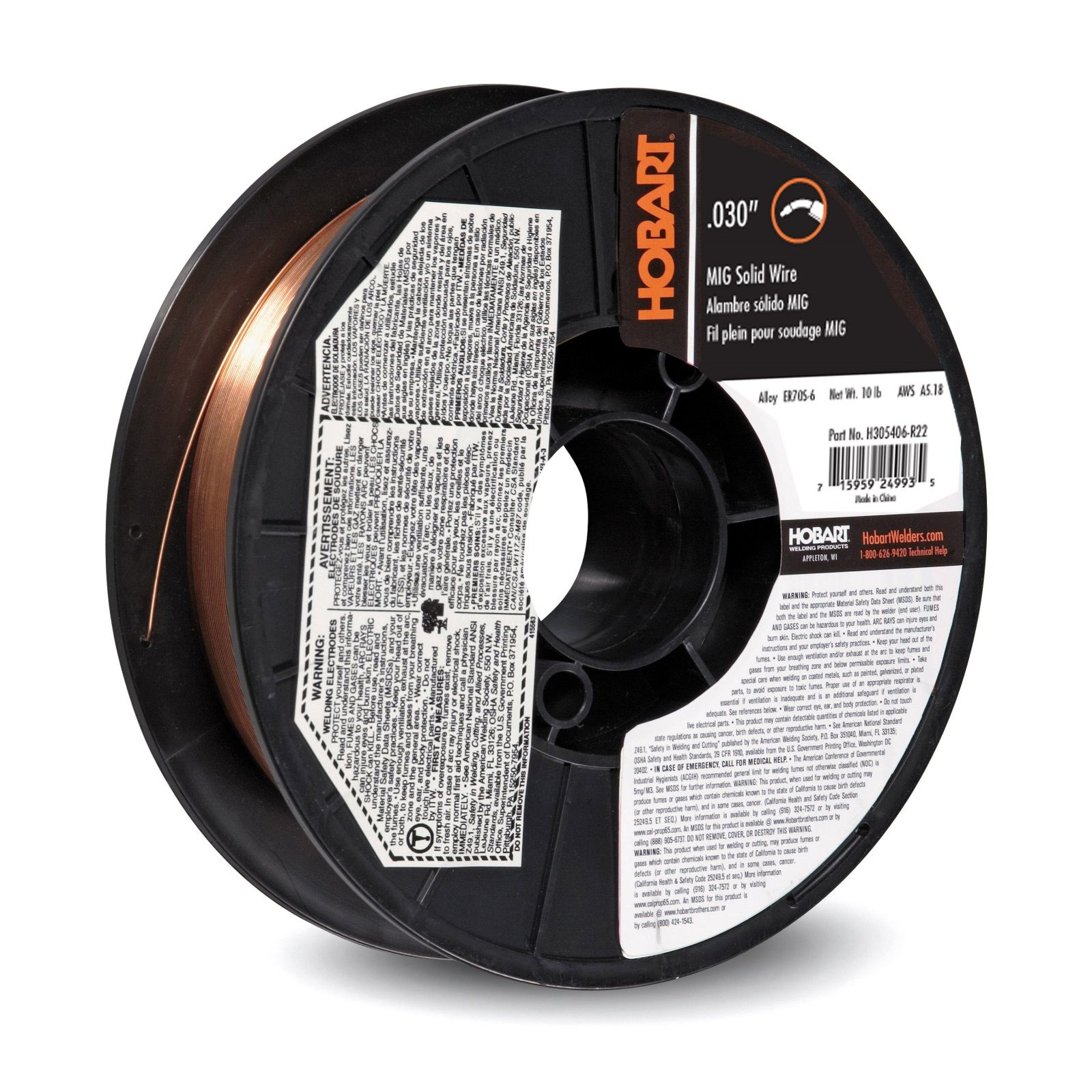 Hot Deal! Hobart 030 ER70S-6 HB-28 10# Copper Coated Carbon Steel Weld Wire