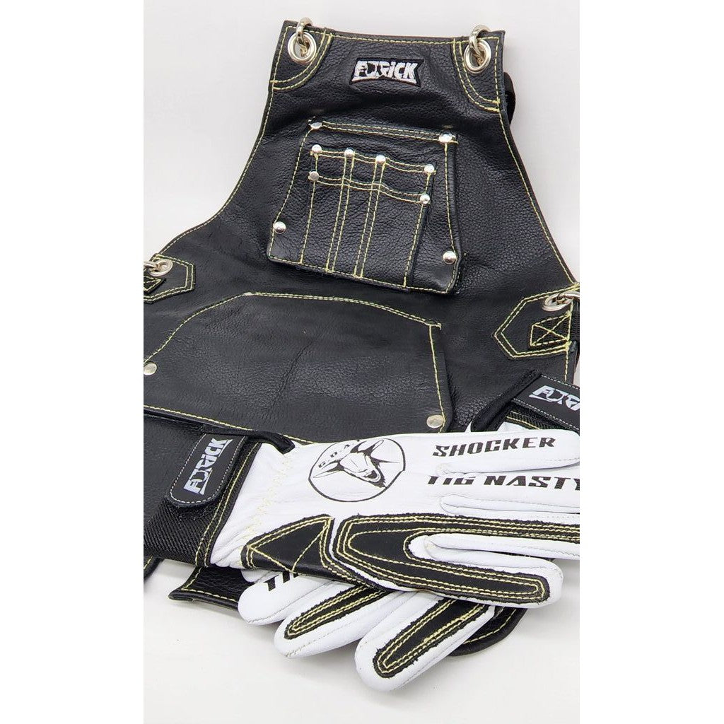 Furick Premium Leather Mini Apron Set with White Shocker Gloves