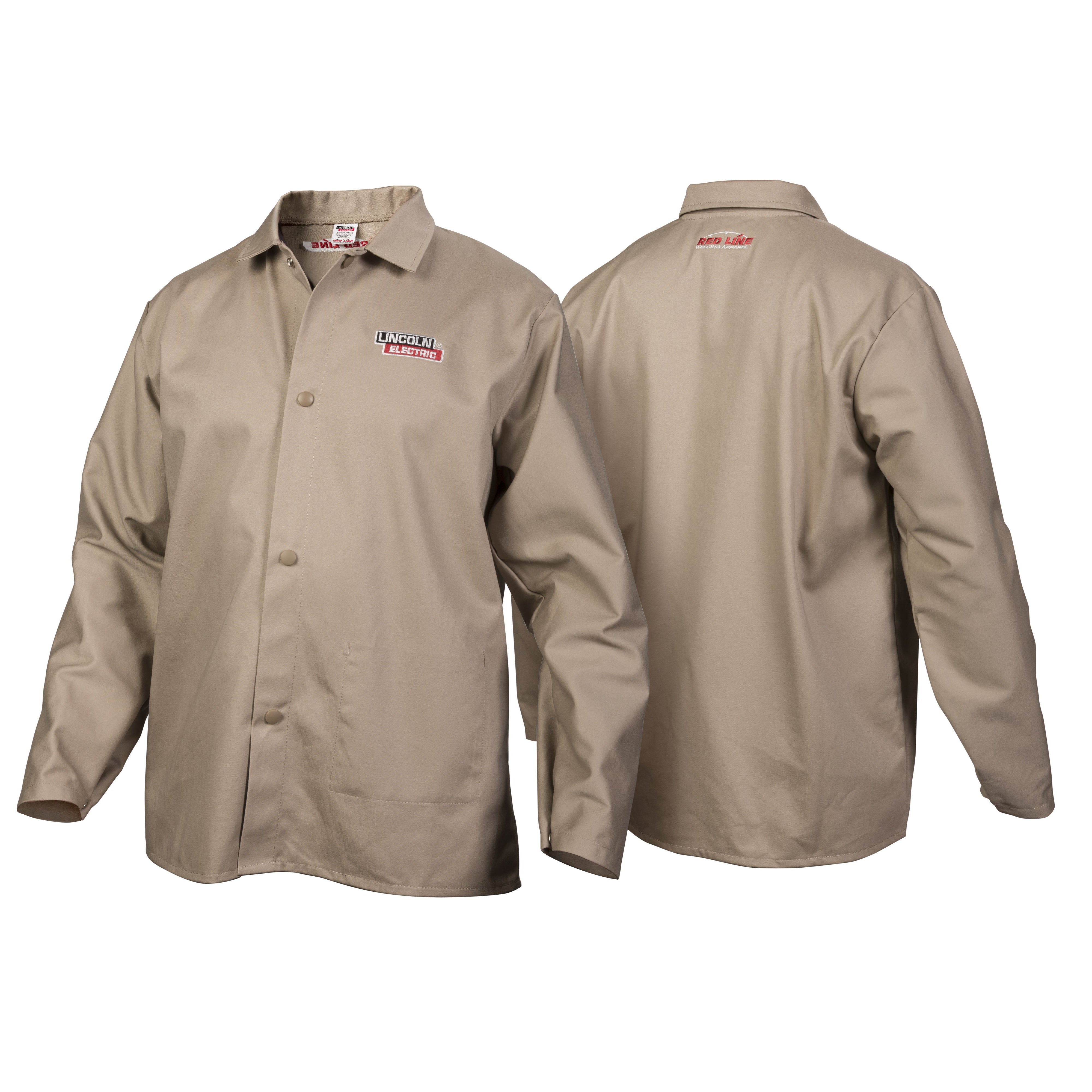 Lincoln Traditional Khaki Flame - Retardant Welding Jacket K3317: Light & Comfortable
