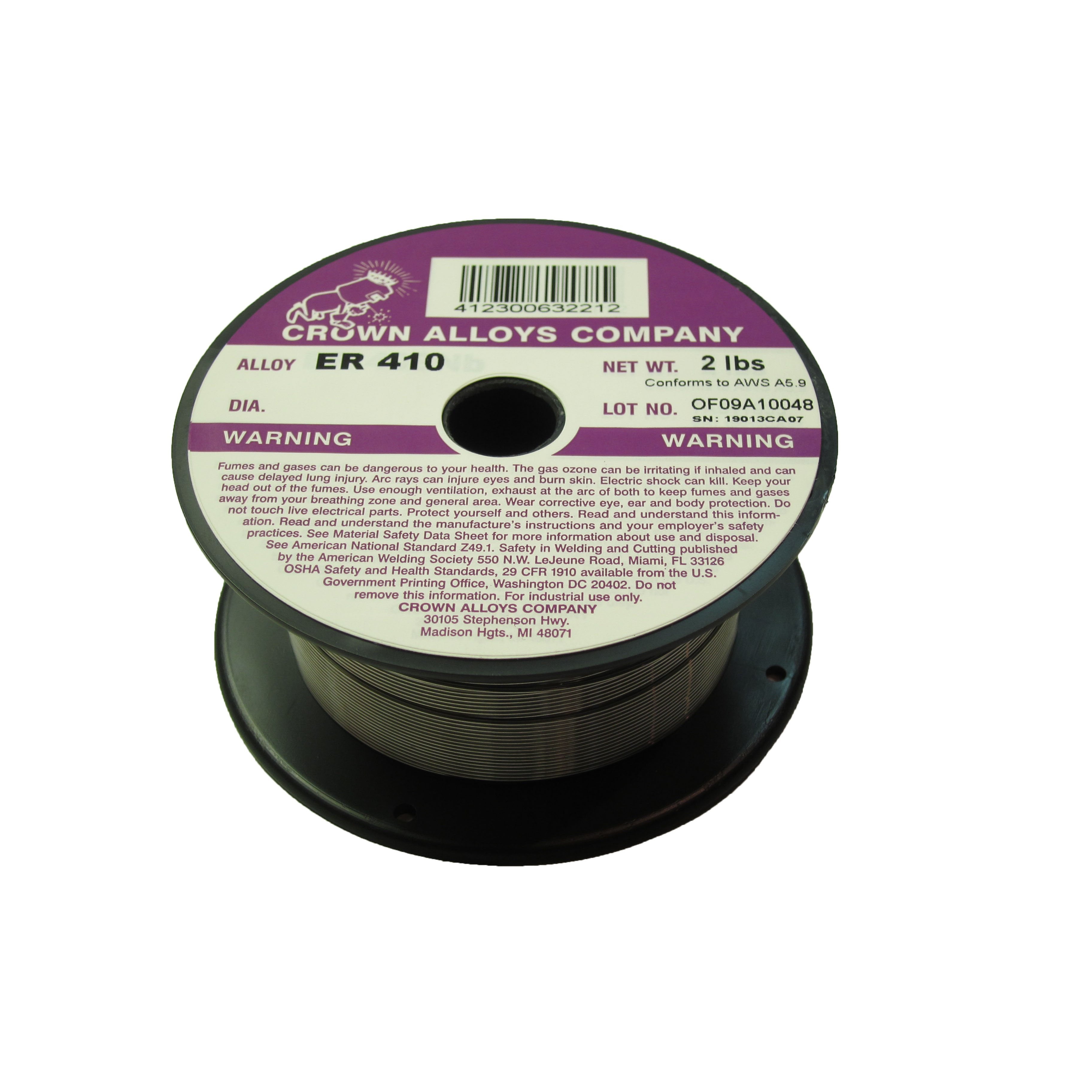 2 lb Spool of Crown Alloys ER 410 .035 MIG Stainless Steel Welding Wire