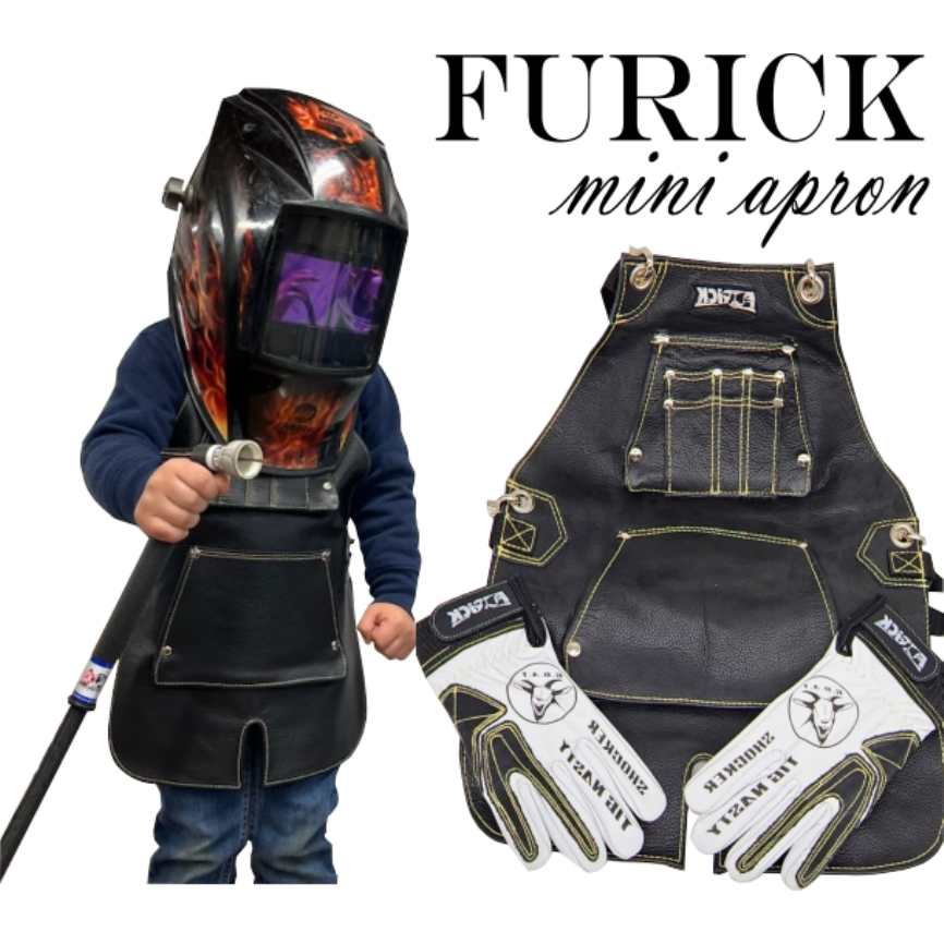 Furick Premium Leather Mini Apron Set with White Shocker Gloves
