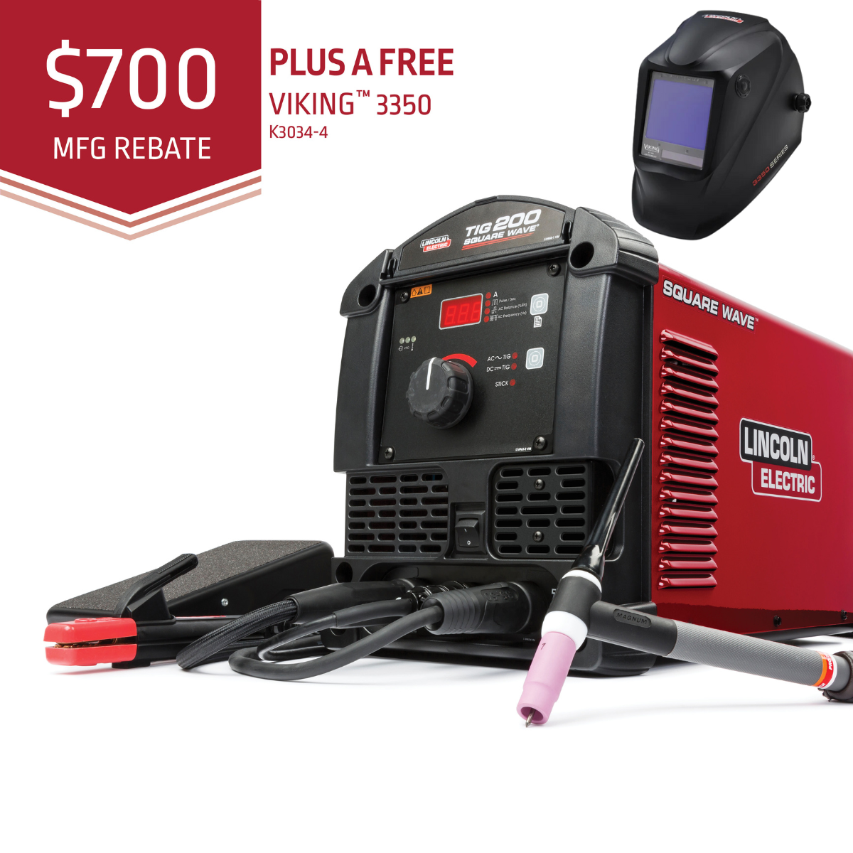 Lincoln Square Wave 200 Portable TIG/Stick Welder K5126-1 with Advanced Features